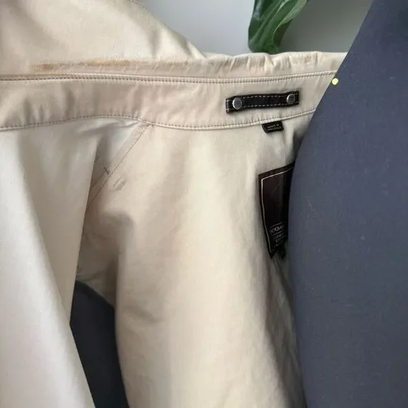 Coach Leatherware 1941 Trench Coat Beige Cotton Leather Trim Belted Classic - Picture 9 of 16